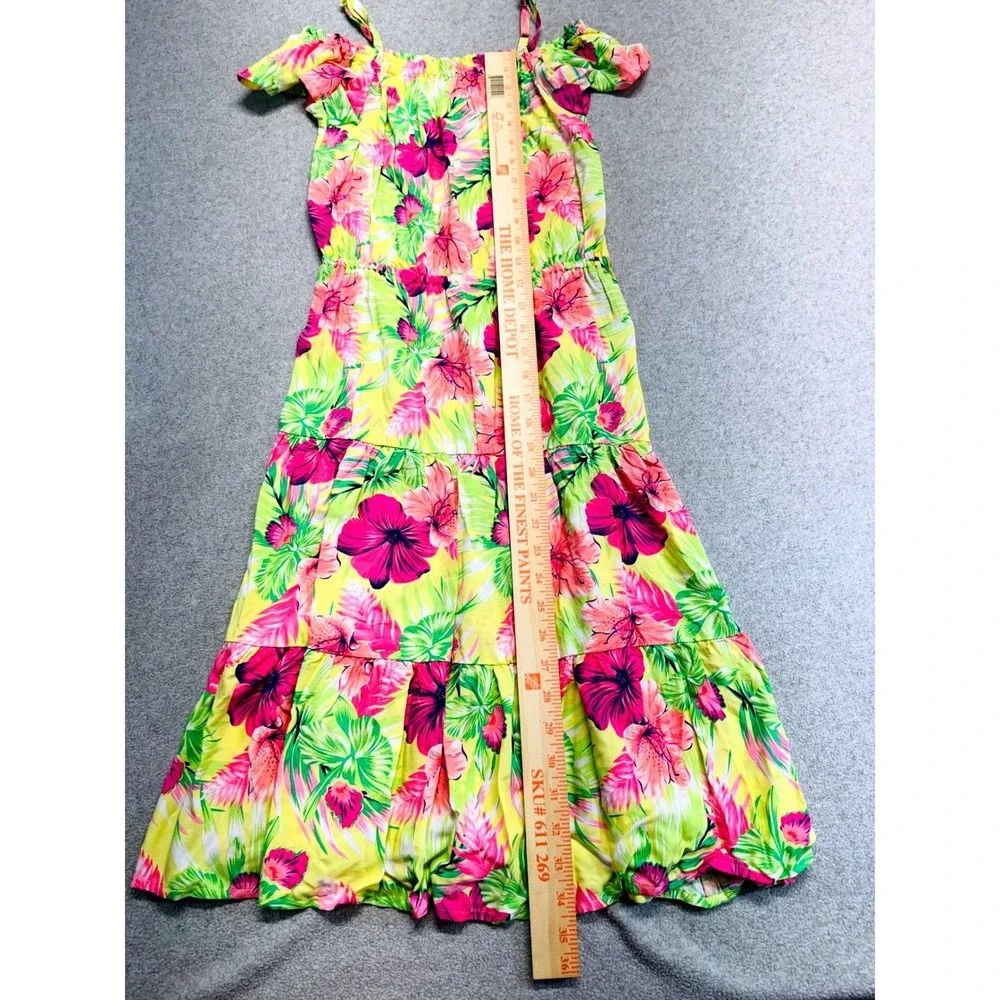 The Children's Place Girls 10/12 Tropical Floral Maxi Dress‎ Off Shoulder Summer